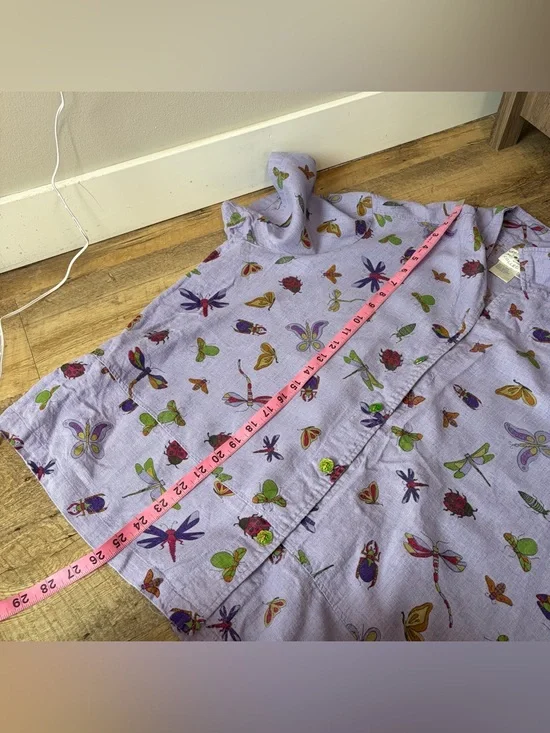 Vintage Purple Linen Blend Bug Patterned Button Up - Picture 7 of 13
